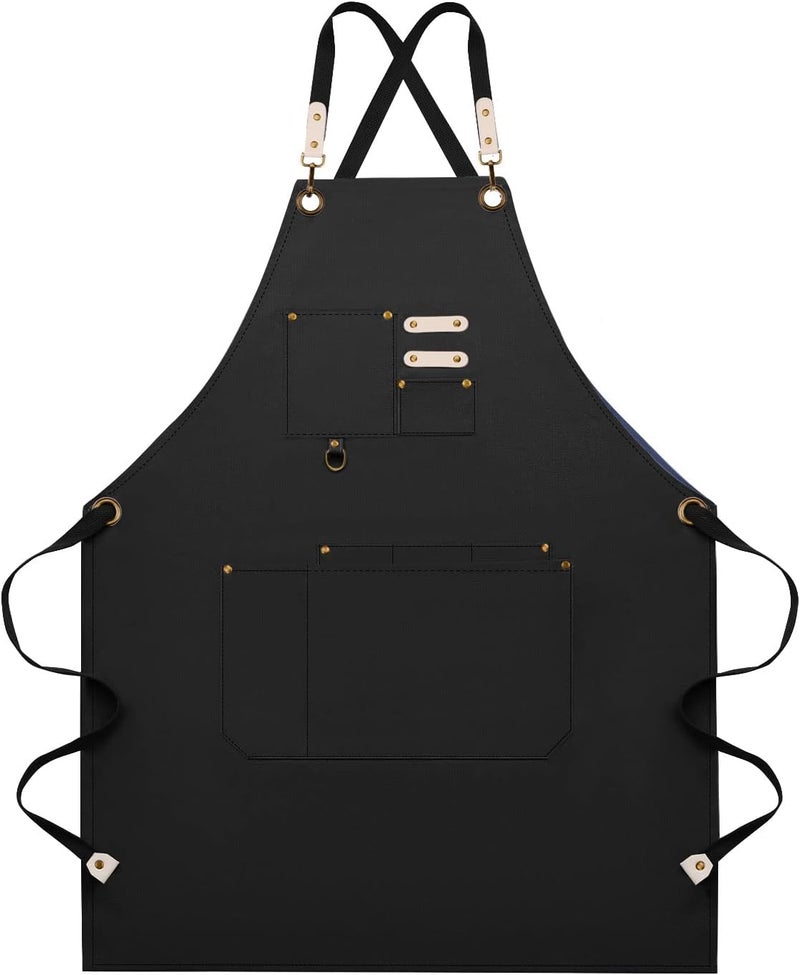 Dulabi Apron, Adjustable Chef Apron for Women and Men with Large Pockets, Cooking Kitchen Apron with Back Straps - Image 1